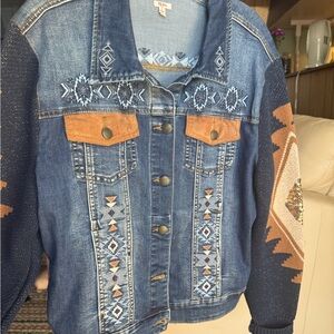 Reba Blue Denim Jacket with Embroidered Details